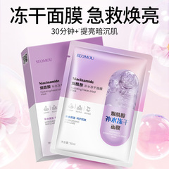 煙酰胺補水凍乾麵膜批發高保濕滋潤肌膚控油提亮膚色富勒烯面膜盒