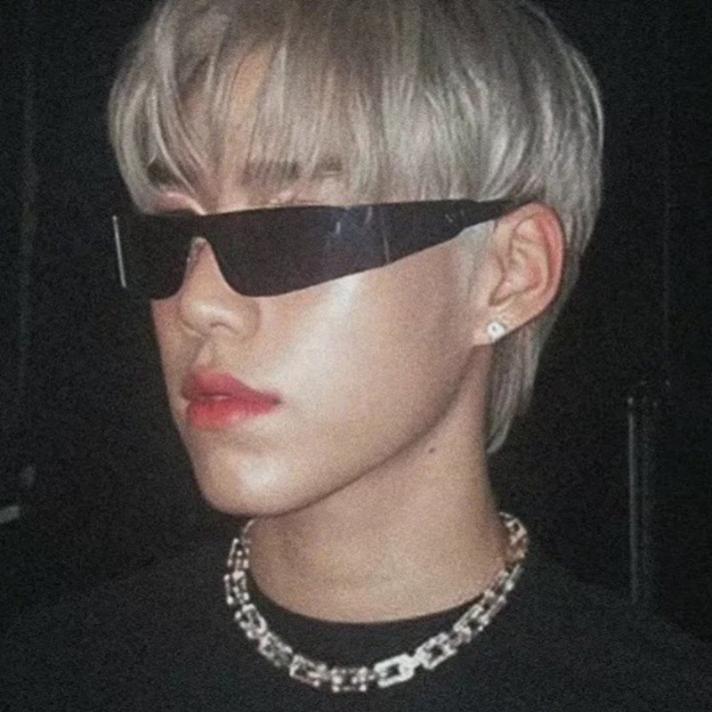Solid Color Pattern Women'S Gender Punk, Streetwear Style Y2k Future Technology Sense Conjoined Sunglasses Shaped Sunglasses