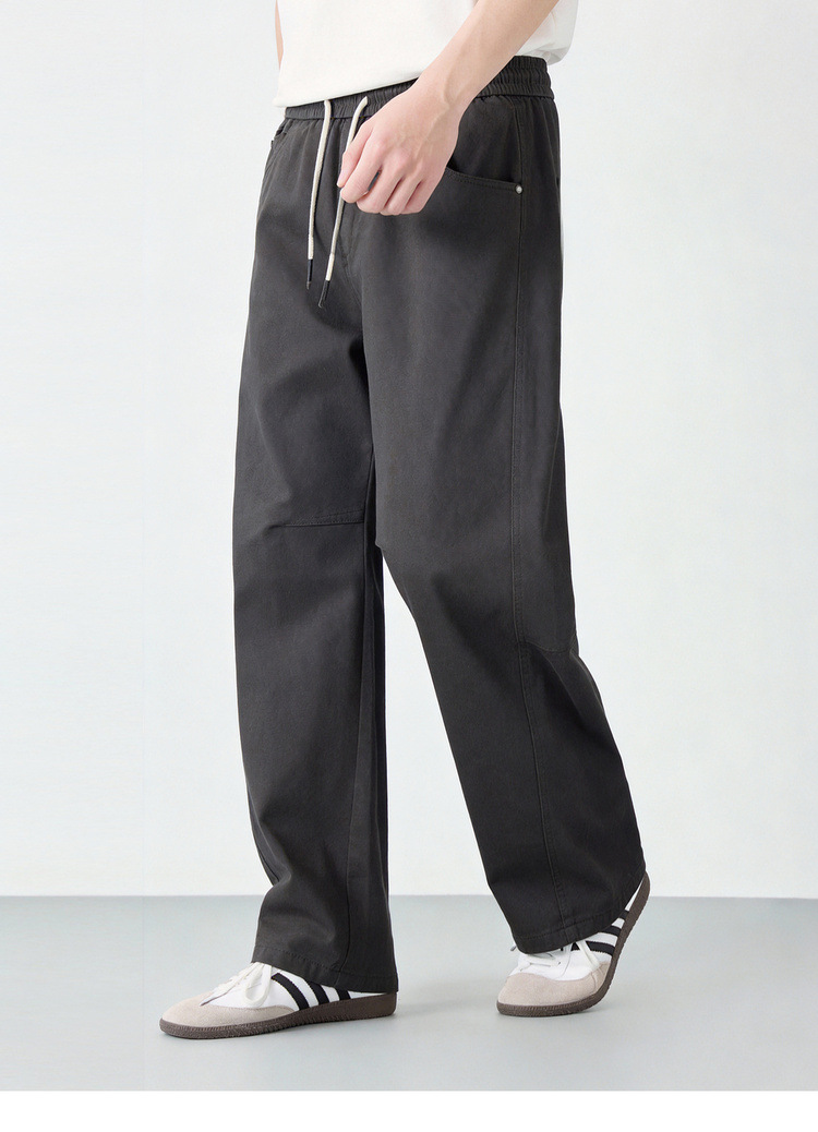 Quần dài nam ống rộng phong cách Mỹ casual — đen chi tiết 30