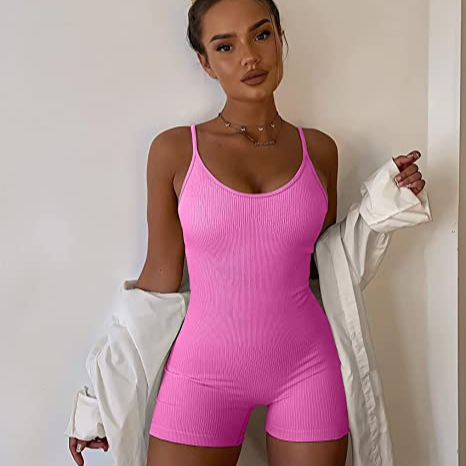 2024跨境欧美外贸女装亚马逊速卖通爆款夏季性感吊带紧身连体短裤