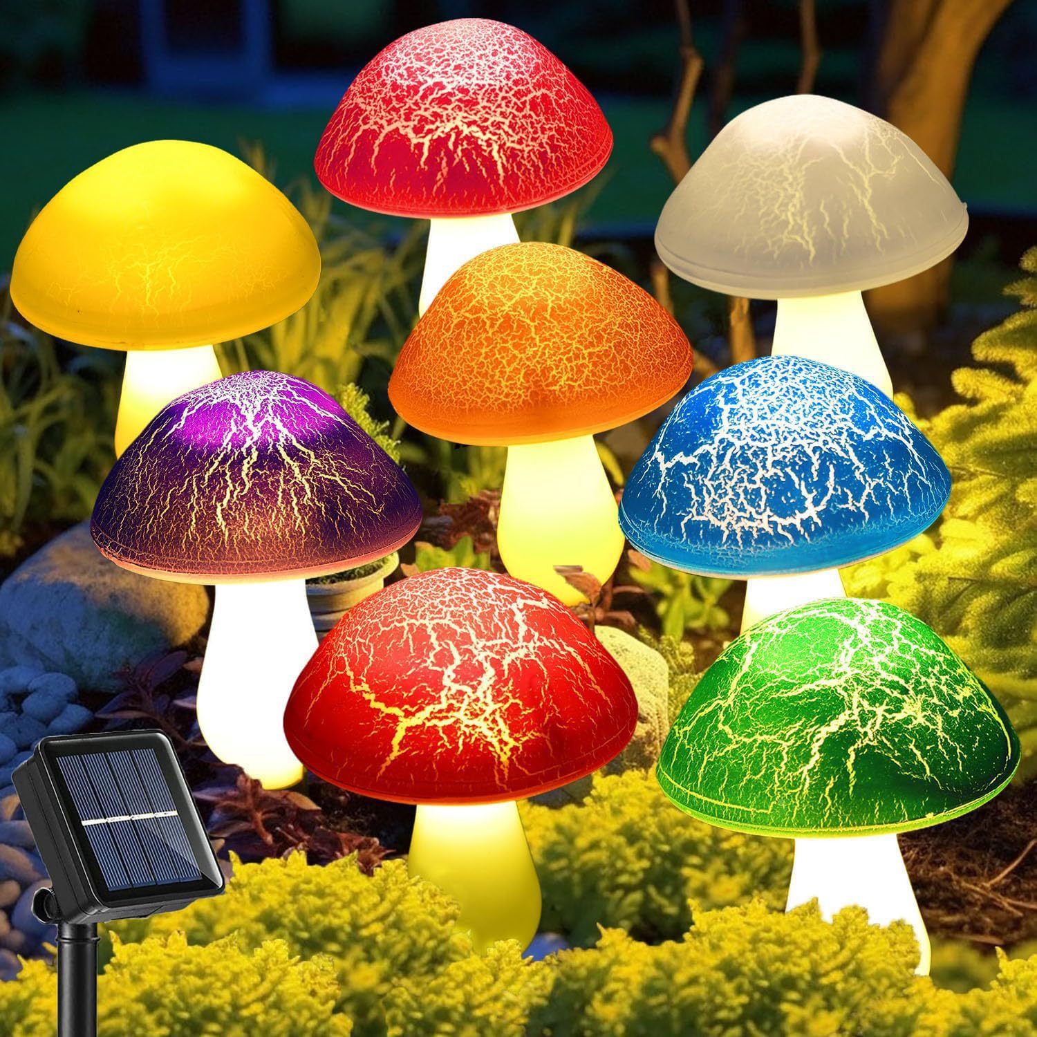 Lámpara solar de hongo impermeable para jardín y exterior_voghion.com