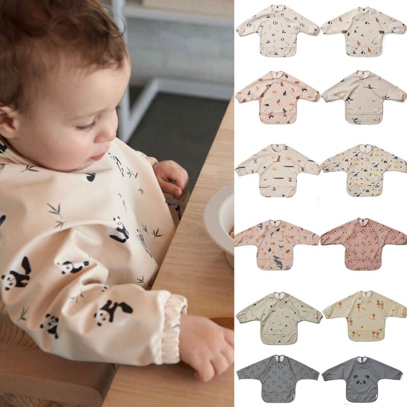 Danish Kidsren's Long-Sleeved Pu Reverse Dressing Baby Eating Clothes Bib Super Soft Waterproof Baby Rice Pocket Anti-Dirty Feeding Clothes Danish Kidsren's Long-Sleeved Pu Reverse Dressing Baby Eating Clothes Bib Super Soft Waterproof Baby Rice Pocket Anti-Dirty Feeding Clothes