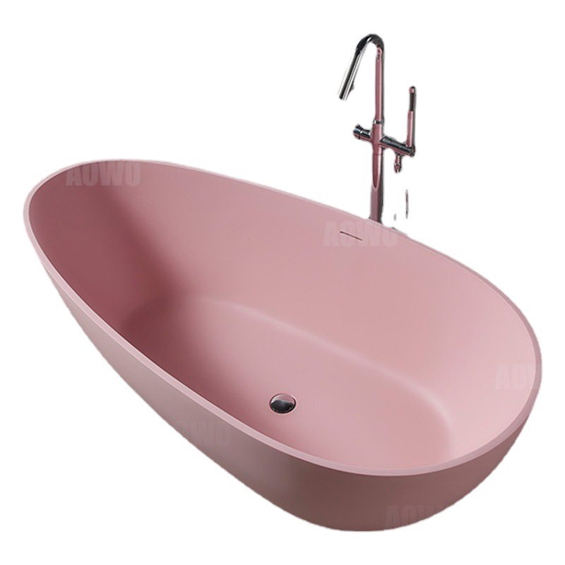 Aowo baño bañera de piedra artificial hogar independiente baño adulto Oval Qimei bañera de piedra baño Baño