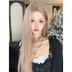 小円-【真夜中のパリ】かつらの女性の長いストレートの豆の粉のストレートの小口のレースのファッション的な気質のかつら