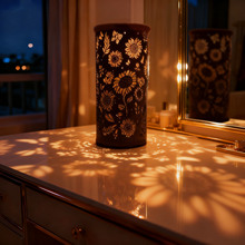 新品LED创意金属台灯便捷灯复古气氛光影投影灯铁艺镂空灯装饰