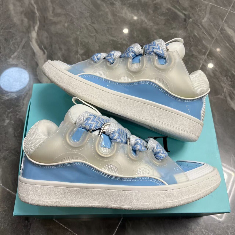 New model of cross-border Putian shoes, Lanvin men's and women's leather patchwork lace-up CURB sports casual retro shoes, dad shoes New model of cross-border Putian shoes, Lanvin men's and women's leather patchwork lace-up CURB sports casual retro shoes, dad shoes