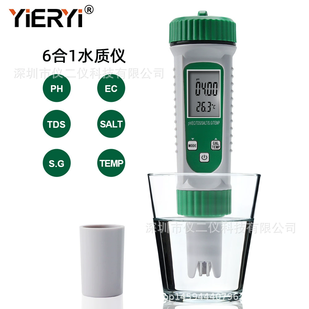 Новый 6-в-1 тест качества воды ручка проводимости EC TDS метр детектор температуры солености pH-метр разведение тест гидропоники