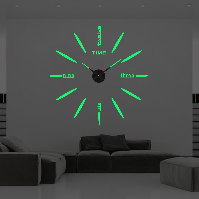 Luminoso reloj sin punzones estilo europeo mudo grande DIY Reloj de pared reloj digital de acrílico tridimensional reloj pegatina de pared