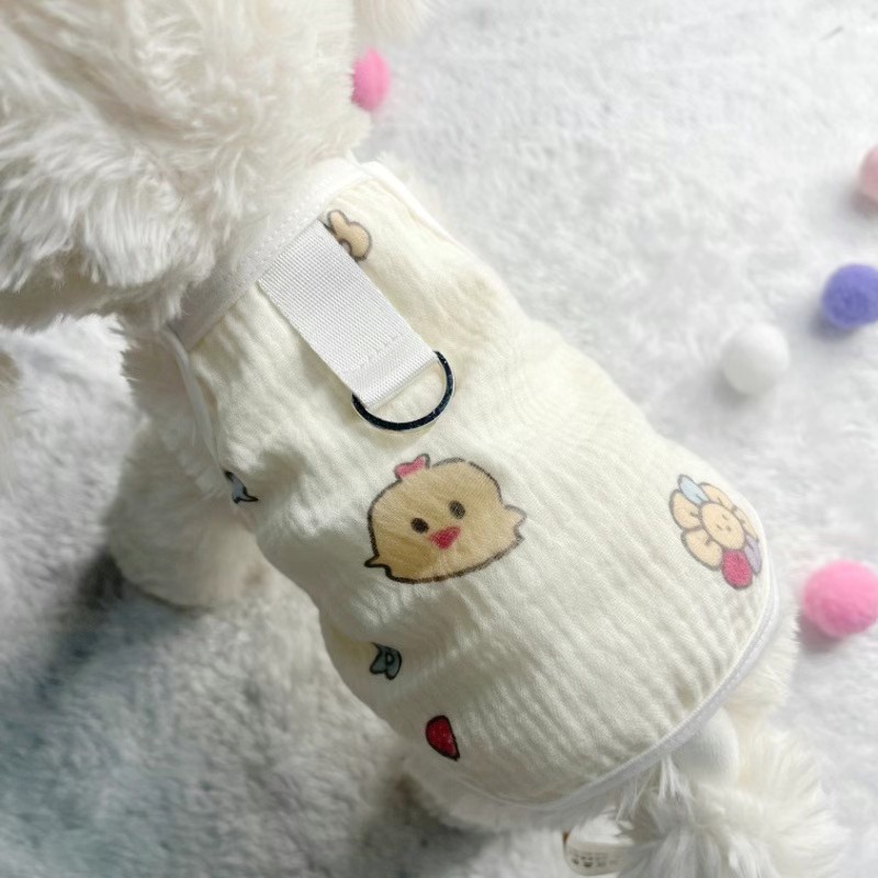 ペットの犬と猫の服夏の純粋な綿の柔らかく通気性のある薄い屋外と家庭用の空調服抗脱毛ベスト|undefined