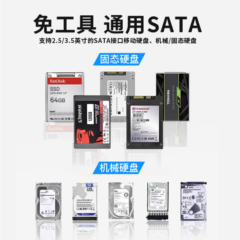3.5 Caja de disco duro móvil de pulgadas SATA lector externo computadora SSD disco duro mecánico de estado sólido de 2,5 pulgadas transfronterizas