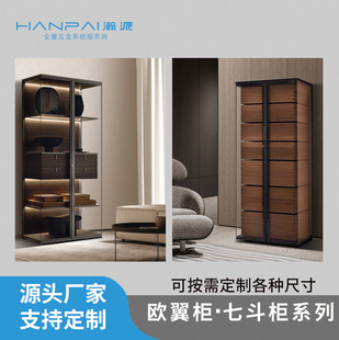 Italian Light Luxury Double Door Glass Aircraft Cabinet Seven-bucket Cabinet High-grade Villa Red Wine Display Cabinet Solid Wood Storage Cabinet