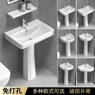 Column Washbasin Small Apartment Bathroom Triangle Column Basin Integrated Ceramic Mini Floor Washbasin Balcony