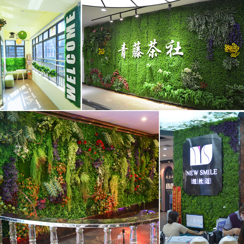 Muro de Plantas para Jardín, Decoración de Pared con Plantas Verdes, Eucalipto Milán, Flores Artificiales de Plástico, Césped Artificial de Alta Simulación