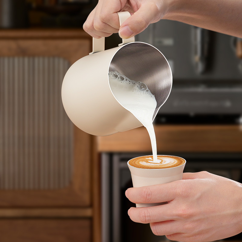 Taza de leche de acero inoxidable espesar taza de leche de café tetera de té de lujo café leche tiendas suministros de boquilla aguda jar de leche