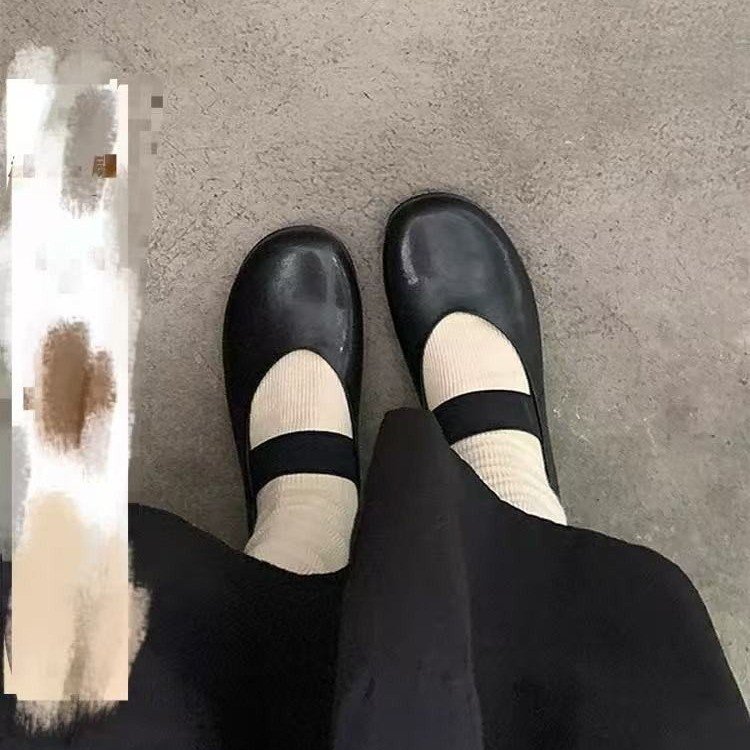 French One-Strap Mary Jane Shoes for Women 2025 New Retro Flats Ballet Shoes Round Toe Shallow Mouth Granny Shoes