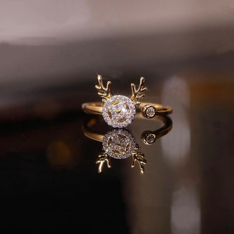 Fashion Simple Style Deer Copper Diamond Zircon Rings
