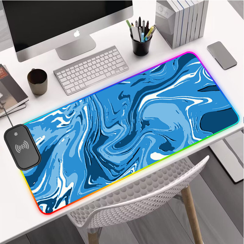 Transfronteriza al por mayor de fábrica nuevo patrón abstracto serie de carga inalámbrica mouse pad color mágico luminoso RGB mouse pad