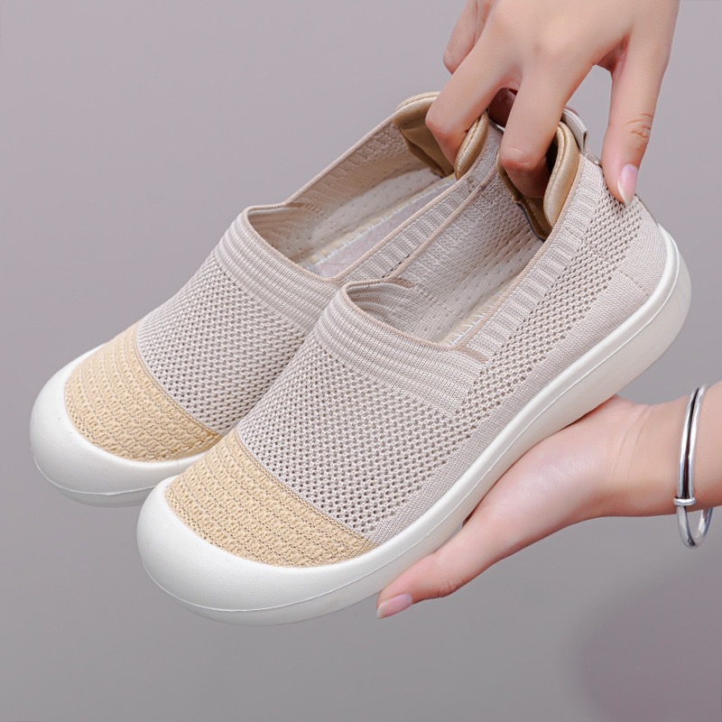 Shoes Women's Casual Shoes, Breathable Fly-Knit Shoes, Non-Stinky Feet, Mesh Shoes, Fashionable and Versatile Women's Shoes, Slip-On Slip-Ons