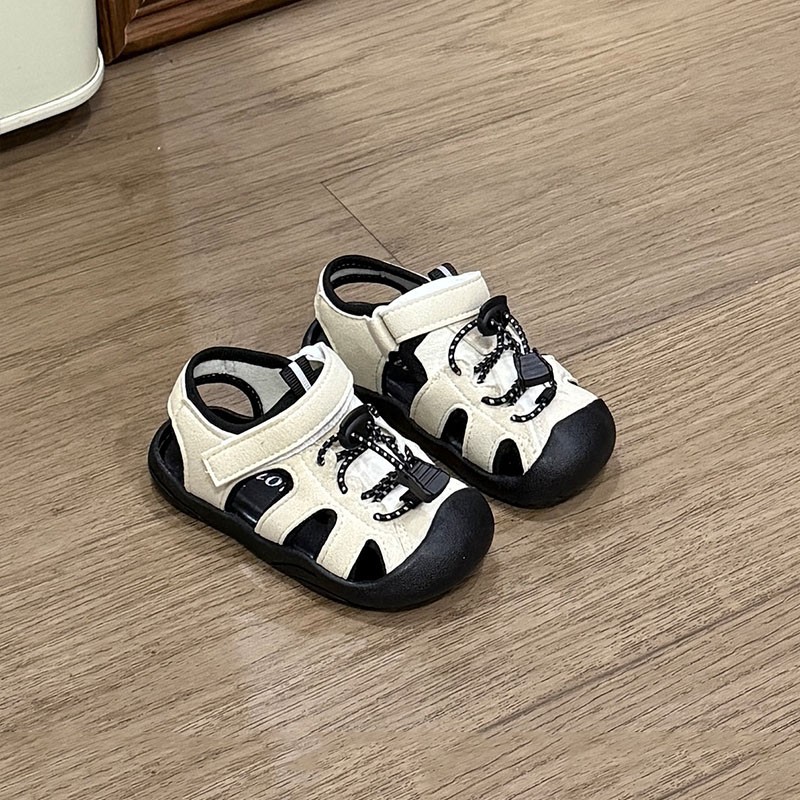 Breathable Kids Water Sports Sandals With Toe Guard - Lightweight Hook & Loop Walking Shoes For Toddlers 1-3 Years, Unisex Summer Play Shoes_voghion.com