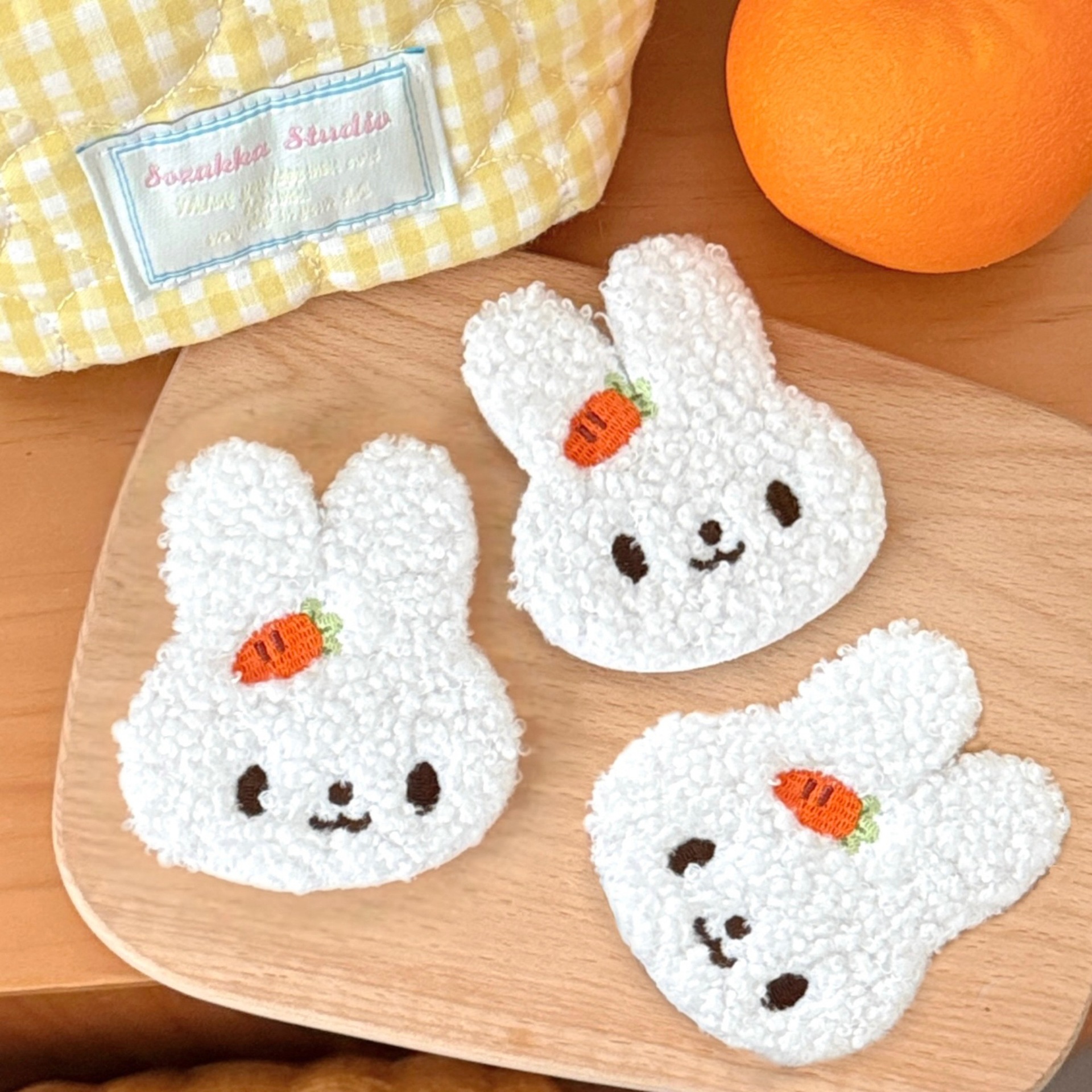 Cute Cartoon Plush Carrot Bunny Bangs Sticker, Sweet and Versatile Hair Accessory for Girls, Wholesale