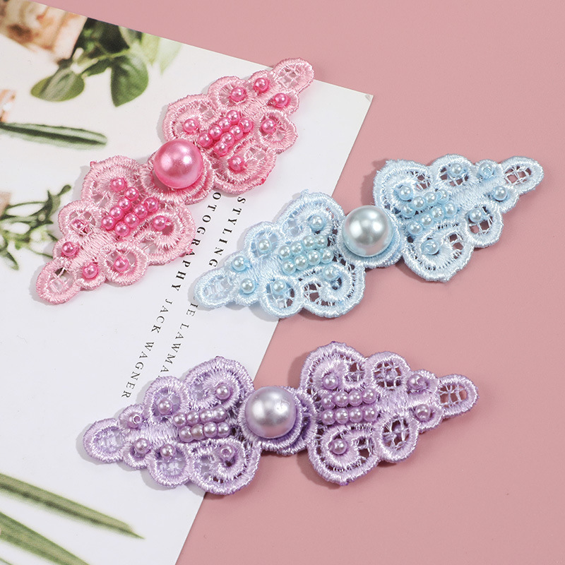New Chinoiserie Plate Buckle National Style Shirt Lace Handmade Buttons Pearl Hand-Sewn Beading Buttons National Trend Cheongsam Ancient Style Buttons