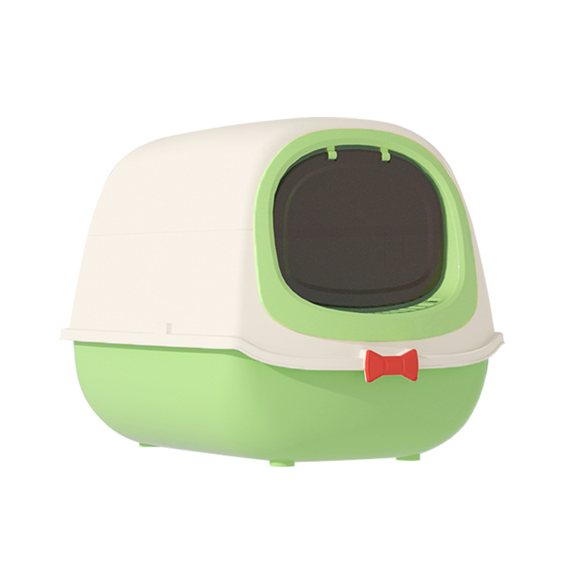 Caja de arena para gatos de gran tamaño completamente cerrada cubierta antisalpicaduras extraíble y lavable gato inodoro fabricante de material PP en stock pelo rápido