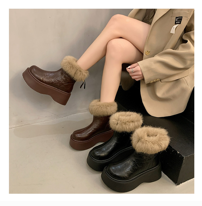 Botas finas elásticas con forro polar grueso y tacones altos, nuevas botas Martin de invierno 2024, zapatos de algodón cálidos para la nieve_voghion.com