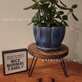 跨境木质花盆置物架圆形花盆装饰底座阳台置物架浴室收纳底座