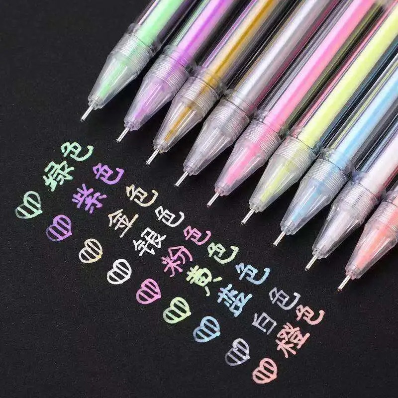 高光筆白色金銀色手帳筆黑卡紙美術繪畫筆粉彩色中性筆針管頭0.6m