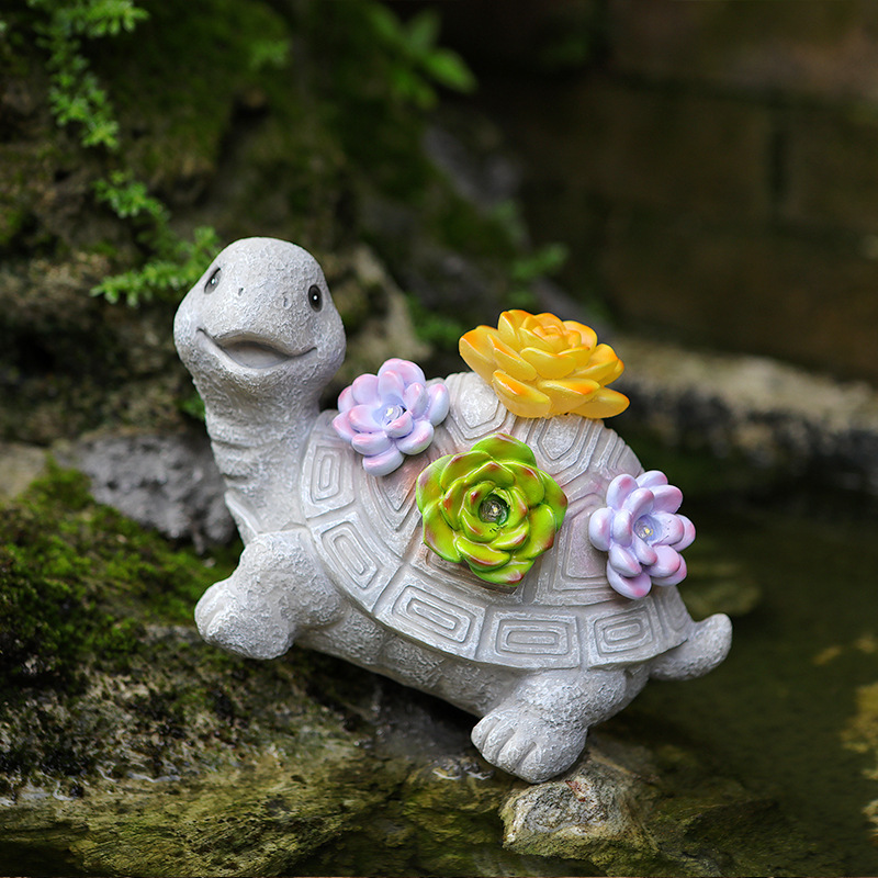 Transfronterizo de amazon luz solar suculenta tortuga decoración jardín decoración regalo de inauguración artesanía de resina