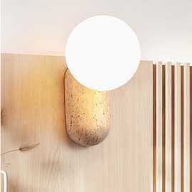 奶油风卧室床头壁灯北欧简约楼梯卫生间日式设计感复古墙壁过道灯