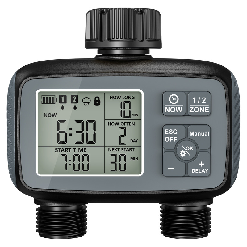 New Cross-Border Smart Irrigation Timer Dual Outlet Water Valve Outdoor Garden Courtyard Smart Automatic Watering Controller