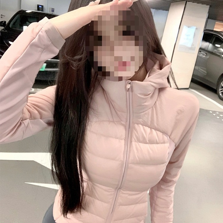 Cross-Border 2025 New Lulu down Jacket Women's Winter 90 White Duck down Short Style Light Waist Yoga Sports Fitness