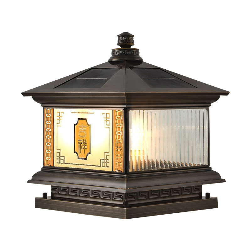 lámpara de pilar de cobre solar lámpara de patio exterior lámpara de puerta lámpara de puerta lámpara de pilar lámpara de pared de patio lámpara de pilar