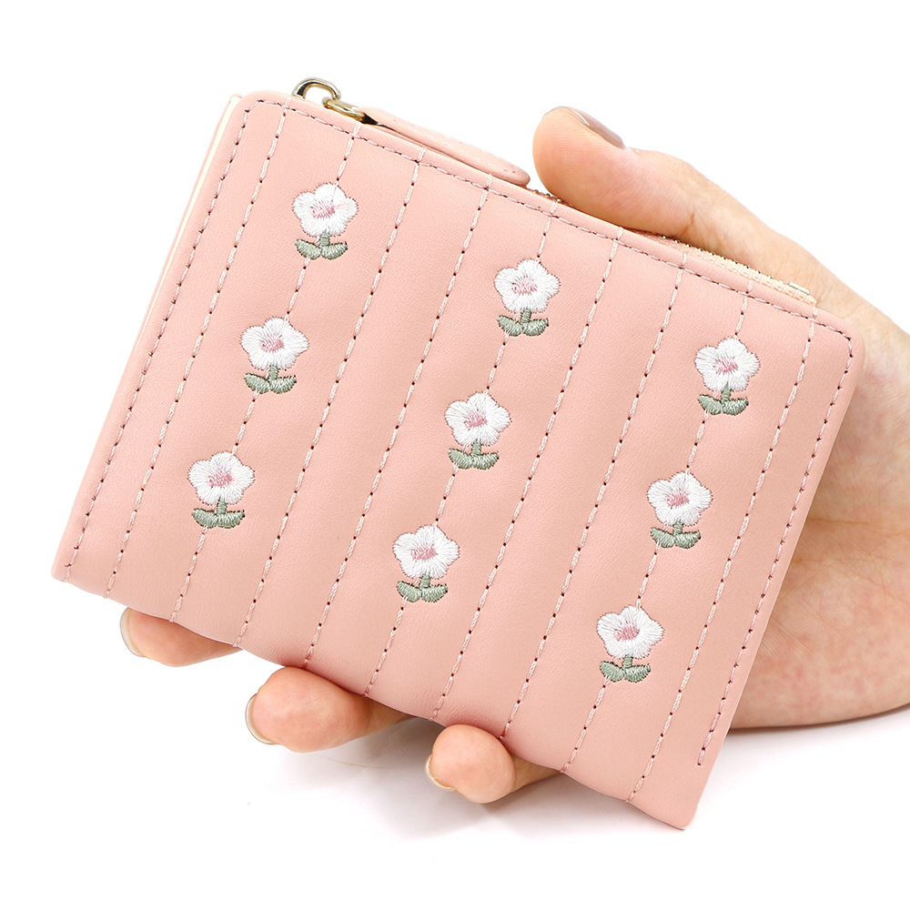 Nueva billetera corta de moda coreana linda borrada billetera corta simple bolsa de tarjetas de cambio de descuento