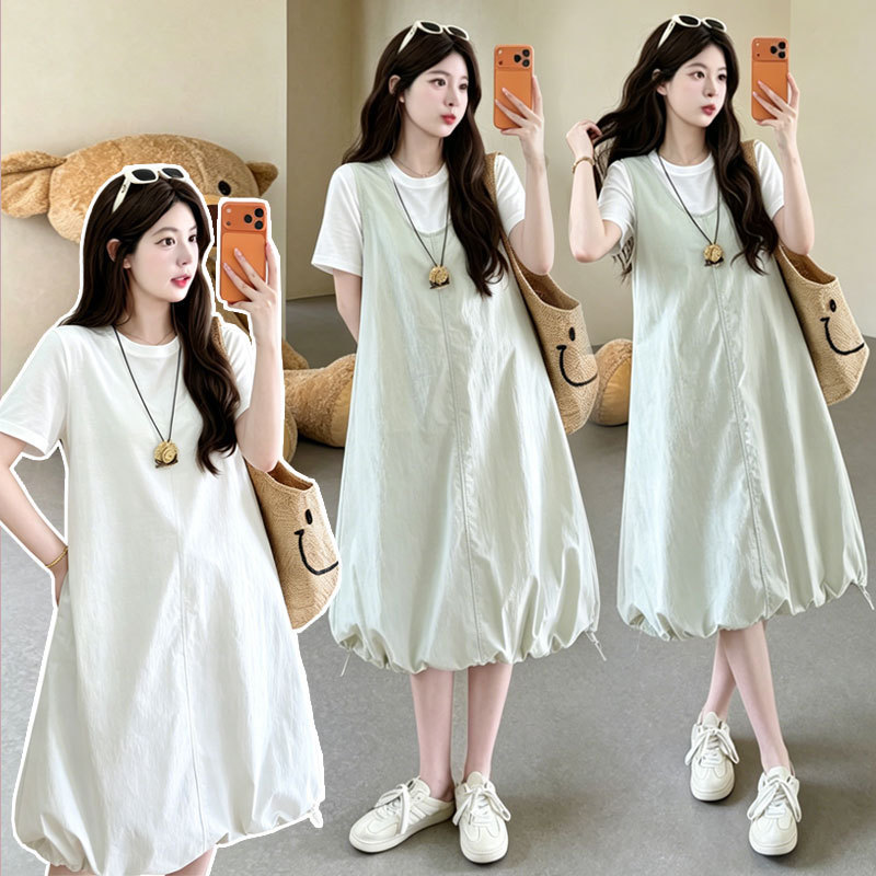 Maternity Dress Summer Trendy Mom Fashion New Style Pregnancy French-Style Vest Floral Skirt Top Two-Piece Set Maternity Dress Summer Trendy Mom Fashion New Style Pregnancy French-Style Vest Floral Skirt Top Two-Piece Set