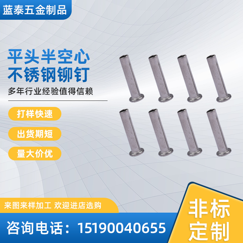 厂供应半空心铆钉 翻边不开裂 适用风电紧固件 半空心铆钉