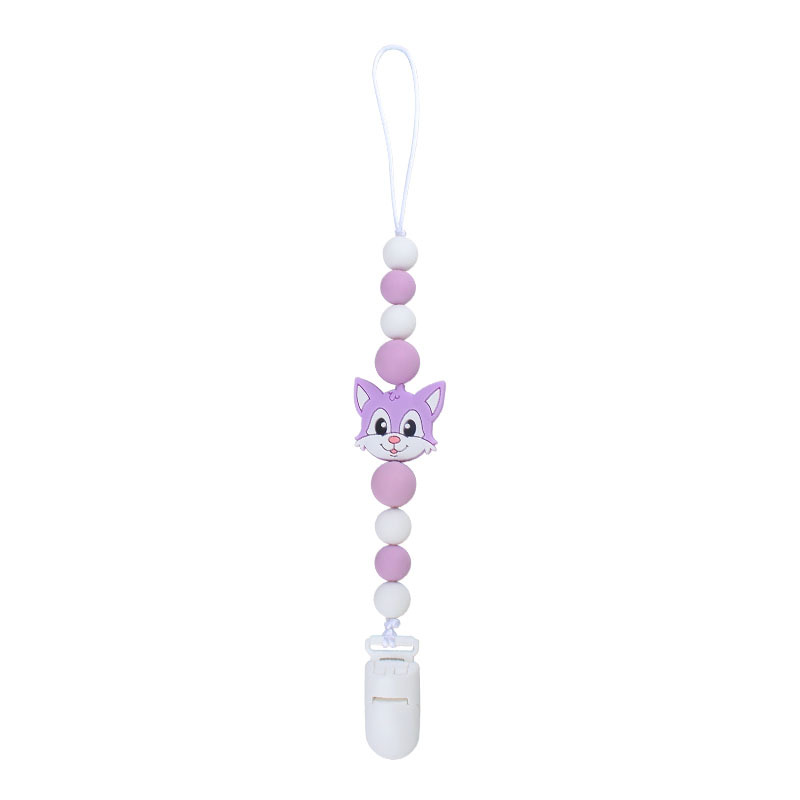 Bebé animal de dibujos animados Fox gato silicona teether dientes de bebé palo de juguete teether pezón cadena anti-caída