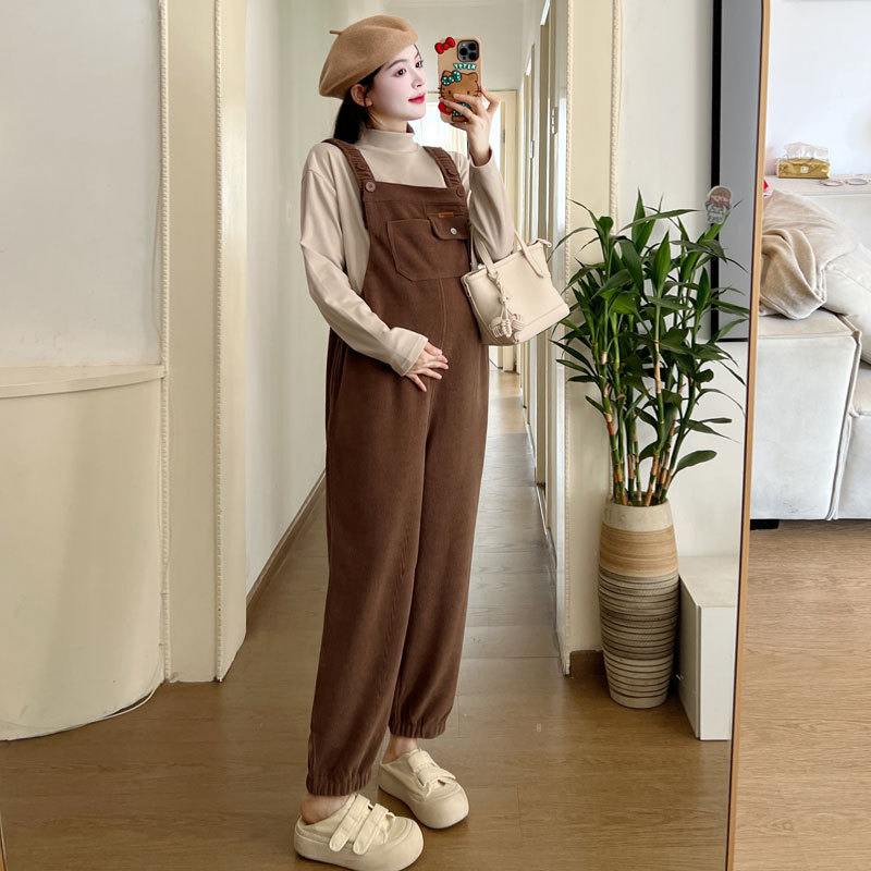 Brown suspender pants