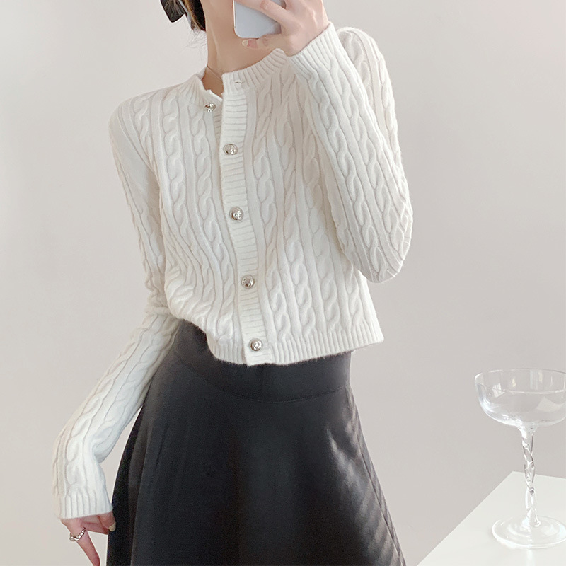 Cardigan de punto de torsión para mujeres primavera y otoño versátil coreano suave perezoso viento delgado suéter corto cardigan chaqueta para mujeres image 7