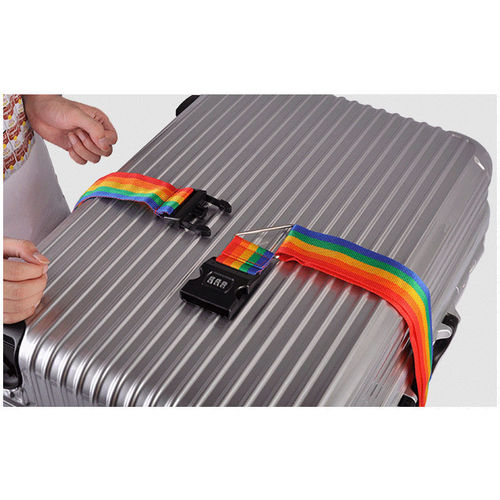 Luggage strap, cross-tied pull-along suitcase tie-down, one-word password lock, travel bag safety fastening strap
