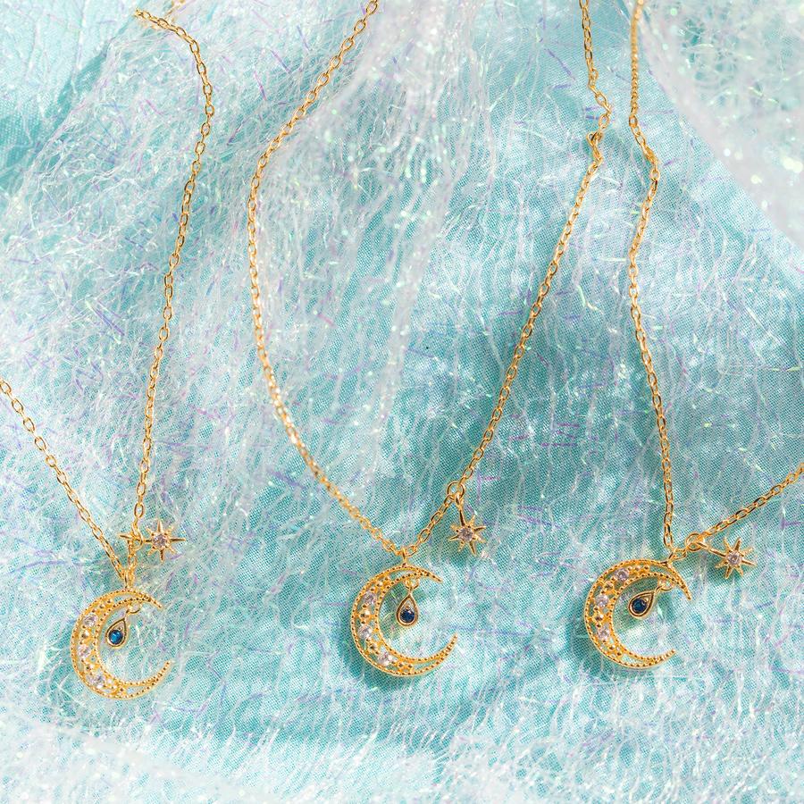 Ins Estilo Estrella Y Luna Collar Mujer Todo-fósforo Chapado En Cobre Oro Moda Joyería Otoño Nuevos Productos En Stock Collar display picture 1