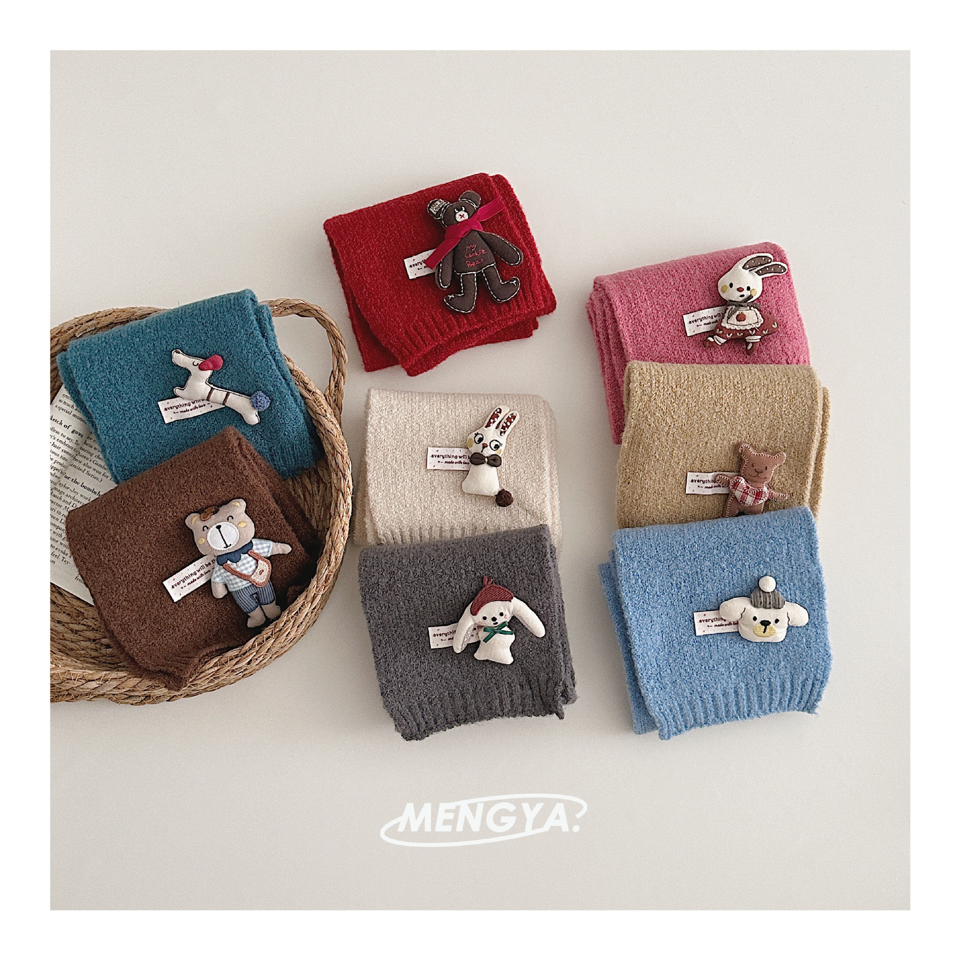 Children's demi-season solid color keep warm cute scarf