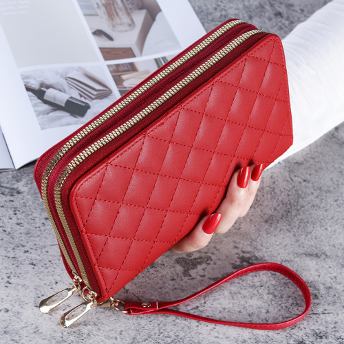 Wallet Women's Long Style  New European and American Double Zipper Large Capacity Clutch Bag Women's Wholesale Embroidered Mobile Phone Bag