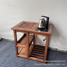 新中式實木茶桌家用移動茶櫃小櫃子置物架辦公室禪意茶桌榆木茶桌