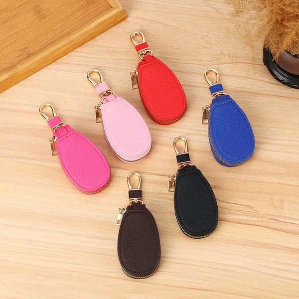 Cross-border Hot Selling Oval Key Case Car Key Storage Universal Multi-color Solid Color Simple New Portable