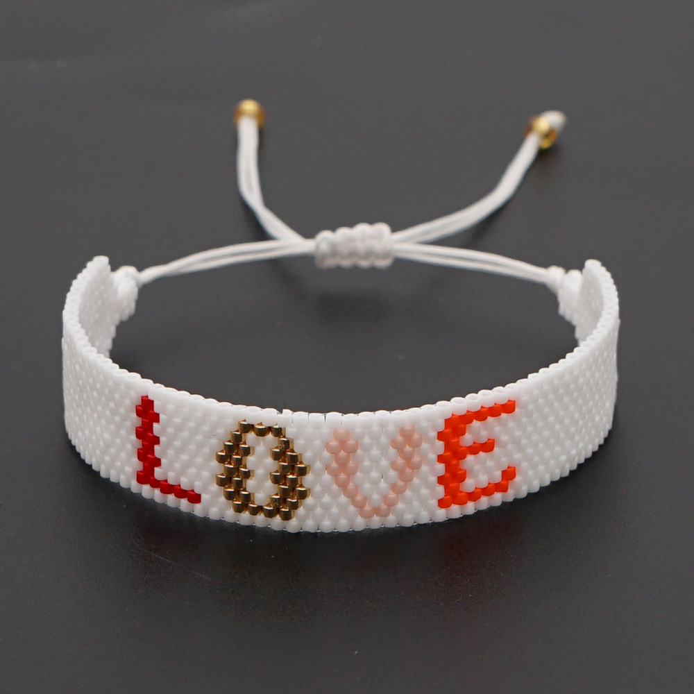 Valentine's Day Rice Beads Hand Woven Solid Color Bracelet display picture 4