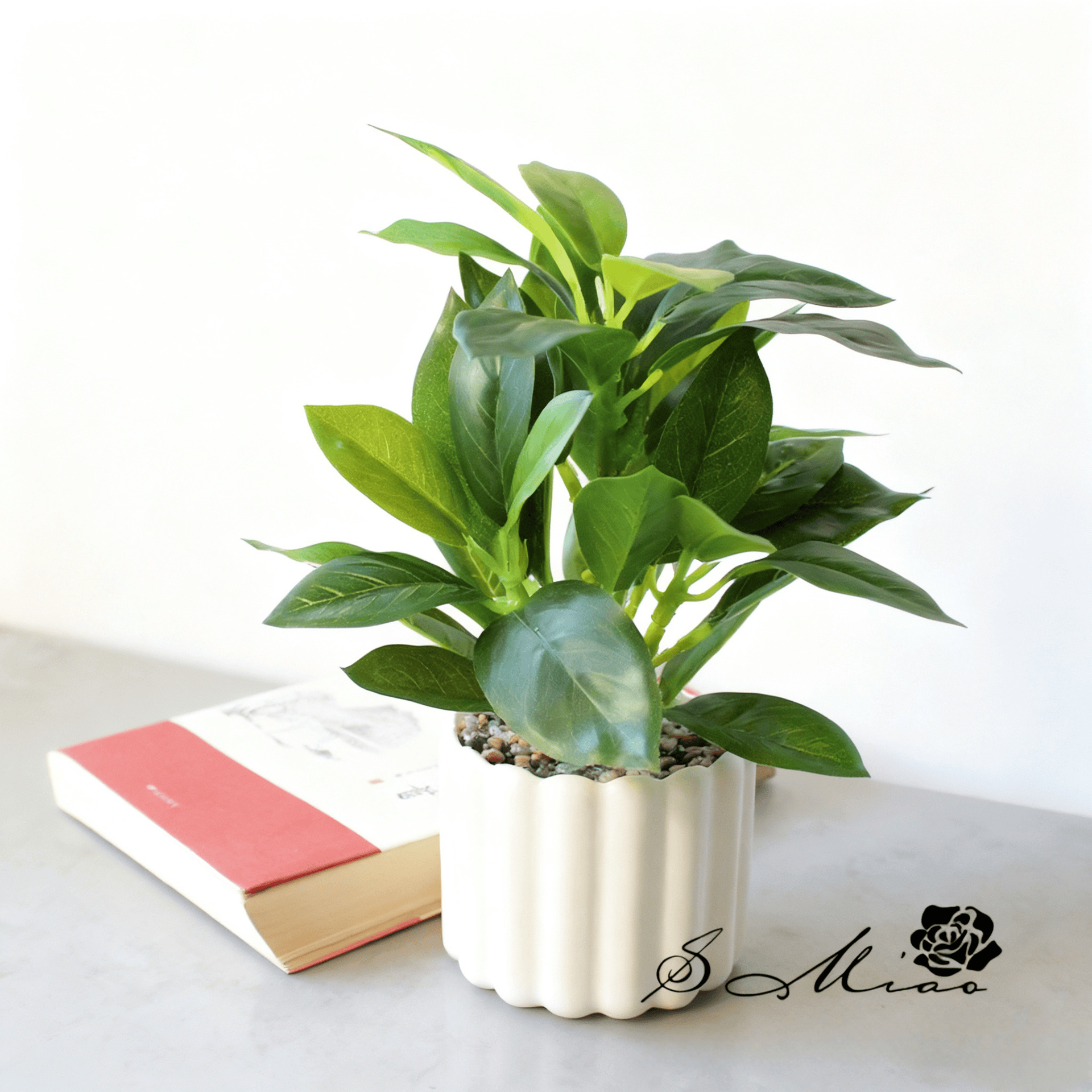Simulación de hojas de banyan pequeñas decoraciones creativas bonsai fabricantes de decoración directa de plantas verdes artificiales falsas flores falsas de maceta de simulación image 1
