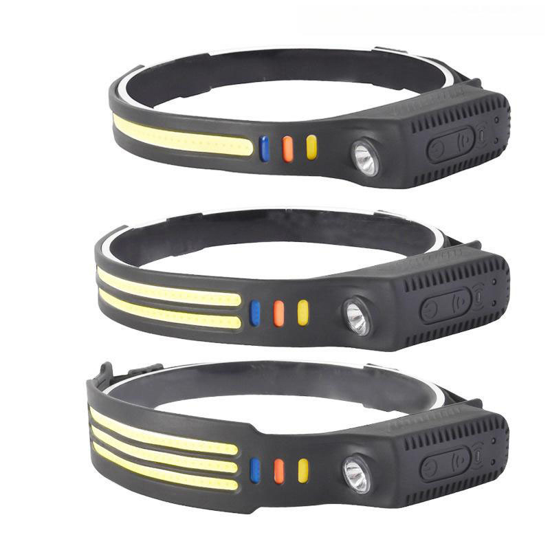 Transfronterizos nuevos faro de inducción al aire libre conducir luz USB recargable luz de carrera nocturna LED luz de cabeza calva fuerte pesca nocturna