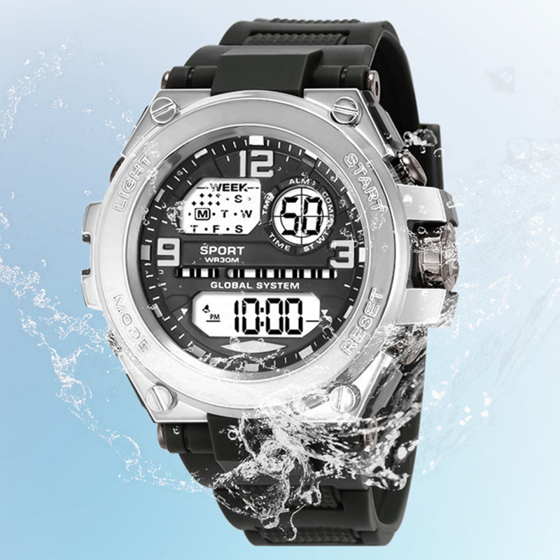 Hombres deportes al aire libre reloj militar LED estudiante moda tendencia digital multifuncional impermeable electrónico